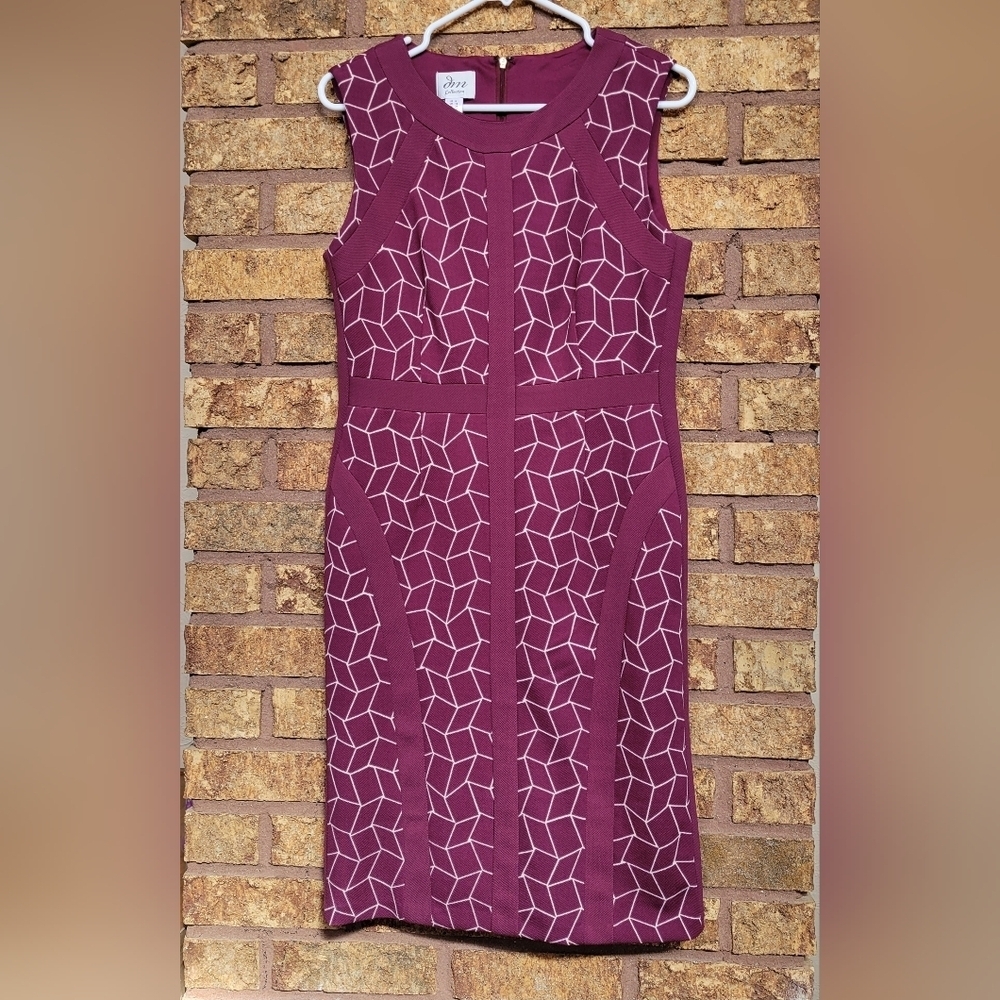 JM Collection Women's Purple Geometric Knee-Length Sheath Dress Size 8